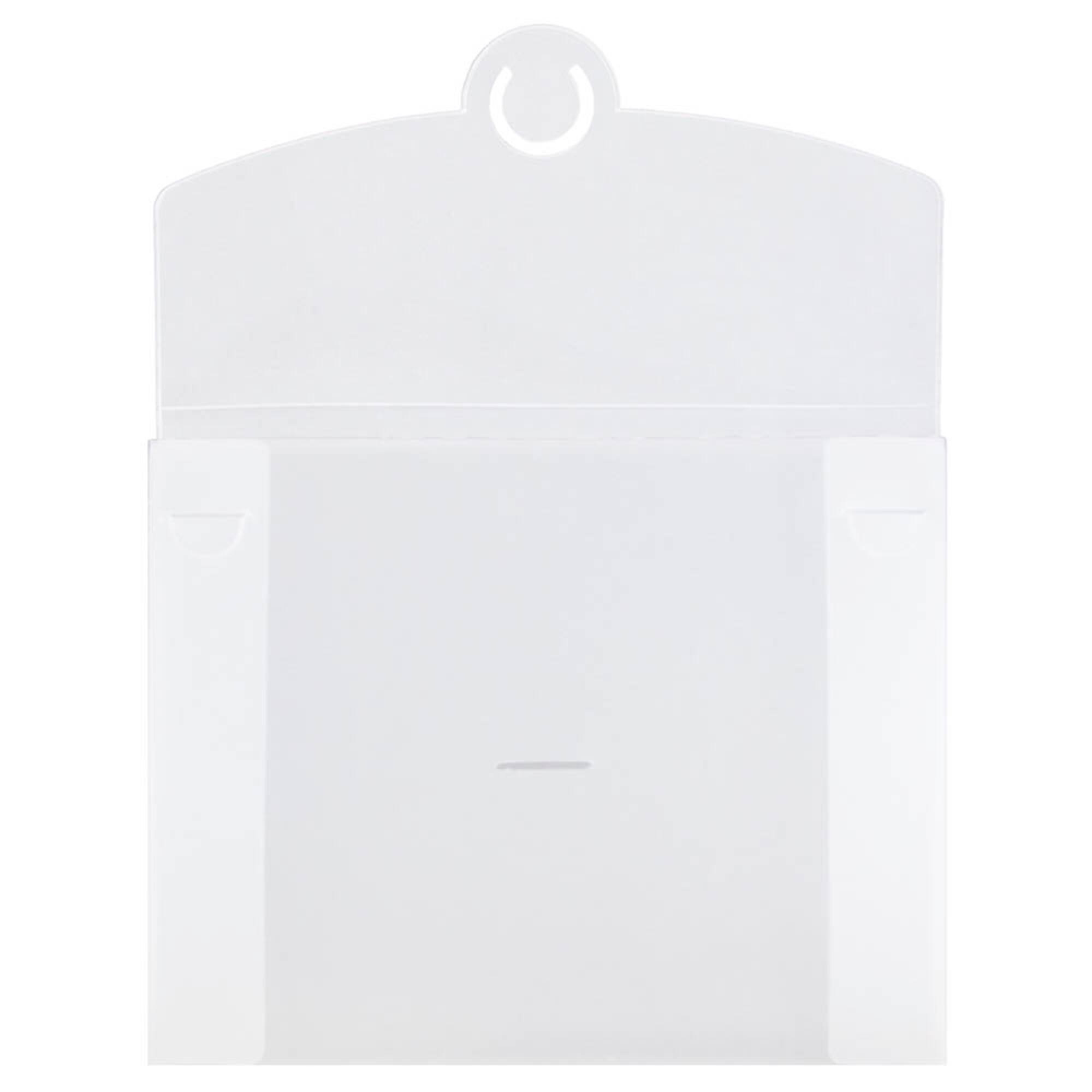 JAM Paper Clear Frost Plastic Portfolio with Circular Tuck Flap Closure 8.5" x 6.5"